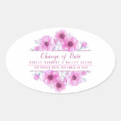 Änderung des Datums anemone rosa Hochzeit verschob Ovaler Aufkleber (Vorderseite)