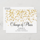 Änderung des Datums Brautparty Script Gold Stars Ankündigungspostkarte (Vorne/Hinten)