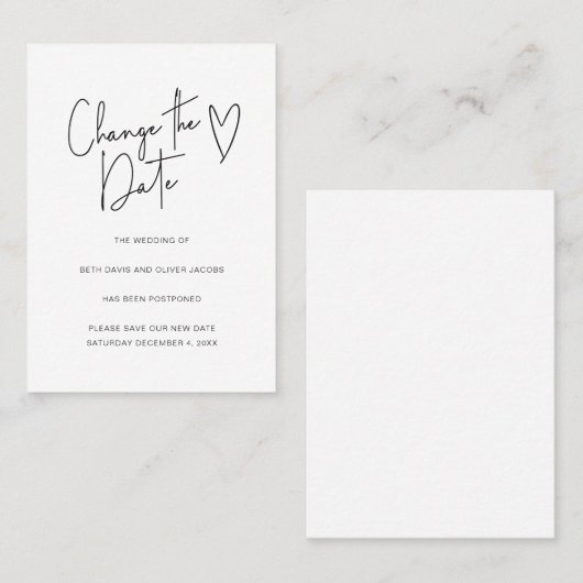 Änderung des Datums der Änderung der Pläne für ein Empfehlungskarte (Vorne/Hinten)