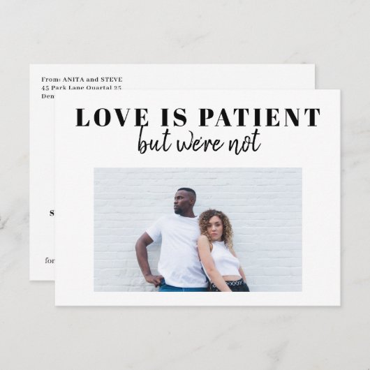 Änderung des Datums der Planung virtuelles Hochzei Ankündigungspostkarte (Vorne/Hinten)