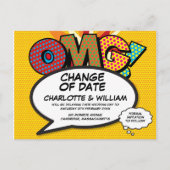 Änderung des Datums Einfache moderne Spaß Comic Postkarte (Vorderseite)