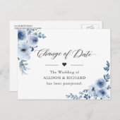 Änderung des Datums Eleganter neuer Plan Blaue Blu Postkarte (Vorne/Hinten)