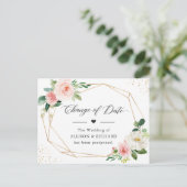 Änderung des Datums Geometrisches Rosa Rosa Postkarte (Stehend Vorderseite)