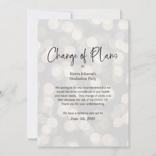 Änderung des Datums geschäftliche oder persönliche Einladung (Vorderseite)