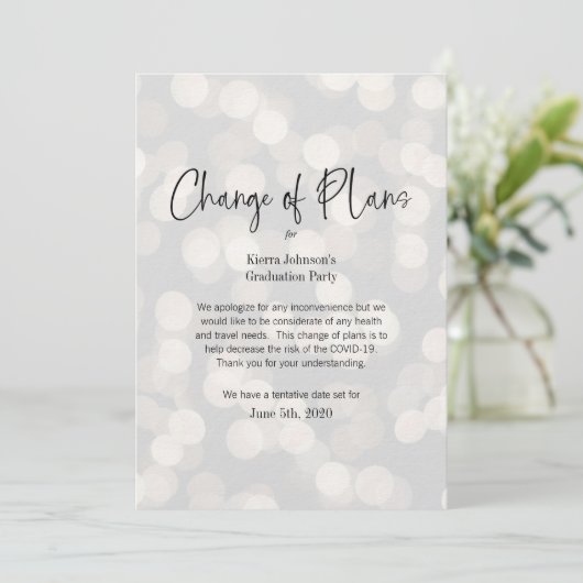 Änderung des Datums geschäftliche oder persönliche Einladung (Stehend Vorderseite)