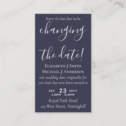 Änderung des Datums Hochzeitaufschiebung Foto Einl Hinweiskarte (Vorderseite)