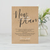 Änderung des Datums Neuer Plan annulliert rustikal Einladung (Stehend Vorderseite)