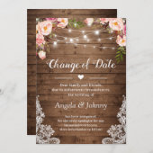Änderung des Datums Rustikale, florale Spitzen-Lic Einladung (Vorne/Hinten)