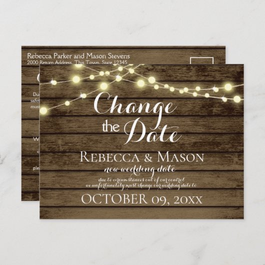 Änderung des Datums Rustikales Stallholz und Licht Postkarte (Vorne/Hinten)