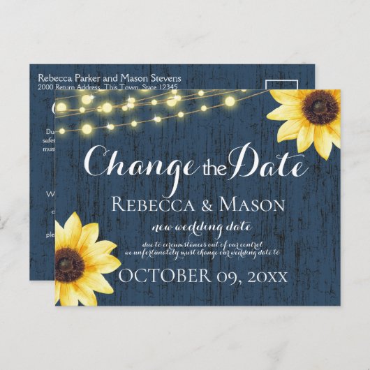 Änderung des Datums Sonnenblumen und Blauer Stallh Postkarte (Vorne/Hinten)