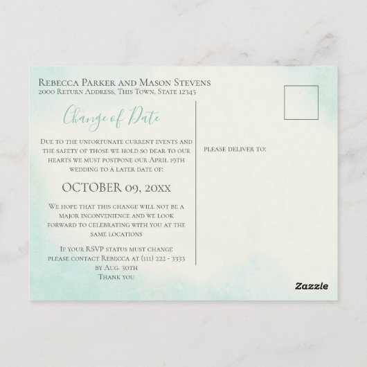 Änderung des Datums Starfish und Ribbon Postkarte (Rückseite)