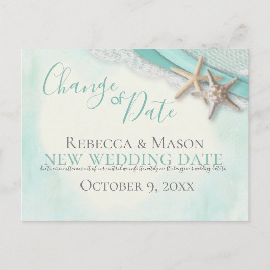 Änderung des Datums Starfish und Ribbon Postkarte (Vorderseite)