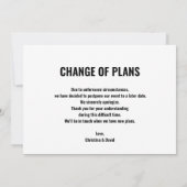 Änderung des Datums Verspätete Gefallenes Ereignis Einladung (Rückseite)