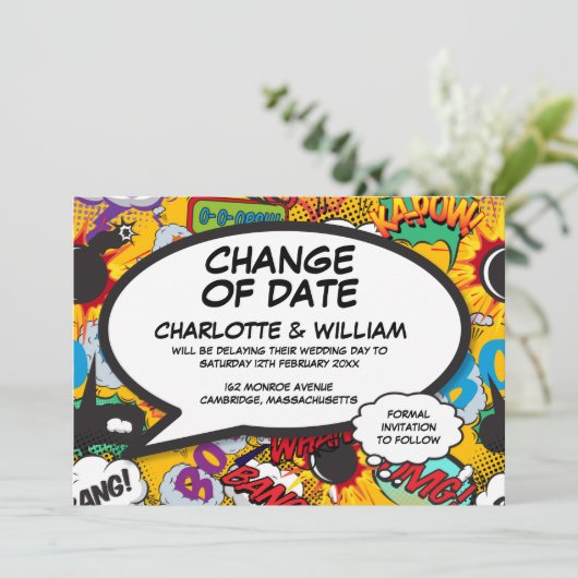 Änderung des Datums Verspätete zeitgemäße Typograf Save The Date (Stehend Vorderseite)