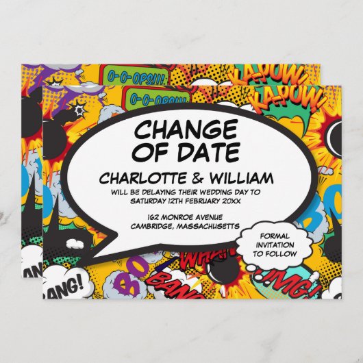 Änderung des Datums Verspätete zeitgemäße Typograf Save The Date (Vorne/Hinten)