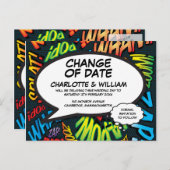 Änderung des Datums Verspäteter moderner Spaß Ankündigungspostkarte (Vorne/Hinten)