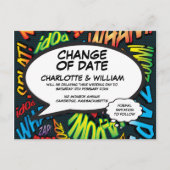 Änderung des Datums Verspäteter moderner Spaß Ankündigungspostkarte (Vorderseite)