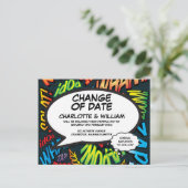 Änderung des Datums Verspäteter moderner Spaß Ankündigungspostkarte (Stehend Vorderseite)