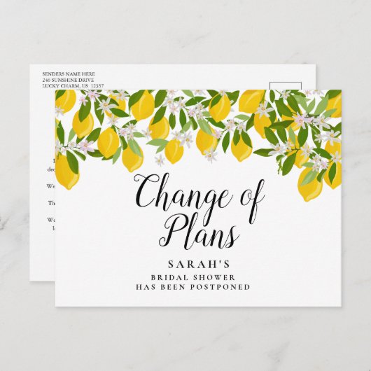 Änderung des Datums Zurückgestellt Stornierte Erei Postkarte (Vorne/Hinten)