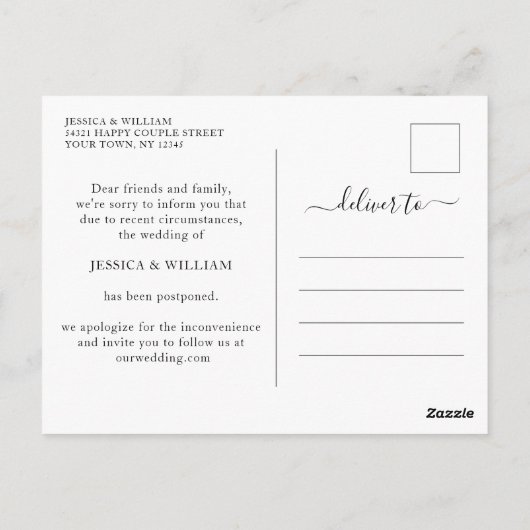 Änderung des Datums "Zurückgestellt Stornierungser Postkarte (Rückseite)