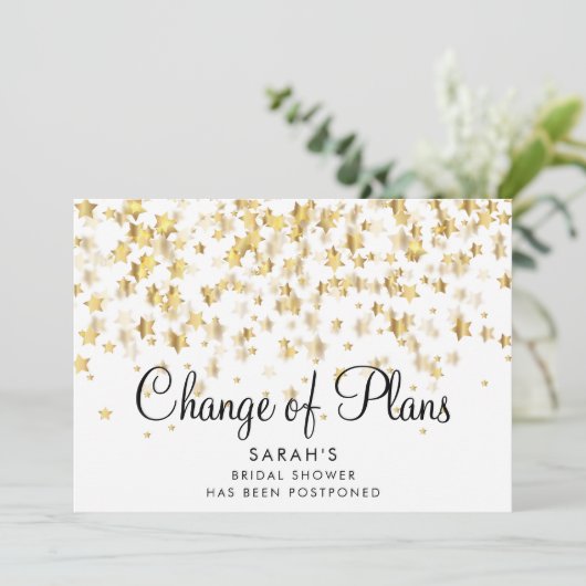 Änderung des Datums Zurückgestellte Brautparty Gol Save The Date (Stehend Vorderseite)