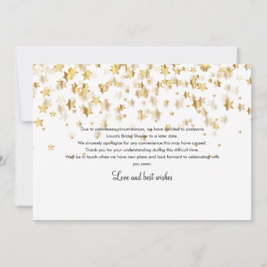 Änderung des Datums Zurückgestellte Brautparty Gol Save The Date (Rückseite)