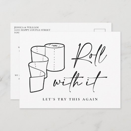 Änderung des Datums "Zurückgestellte Stornierung" Postkarte (Vorne/Hinten)