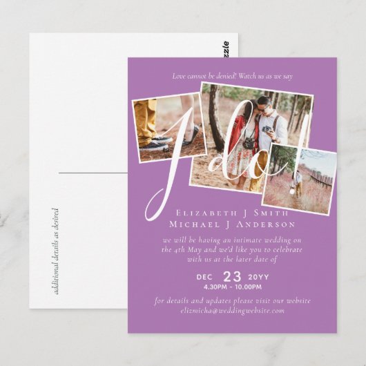 Änderung des Empfangs des Hochzeitstipendiums Postkarte (Vorne/Hinten)