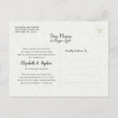 Änderung des Plans Hochzeit Aufschub Spitze Sonnen Ankündigungspostkarte (Rückseite)