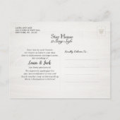 Änderung des Plans Hochzeit Aufschub Spitze Sonnen Ankündigungspostkarte (Rückseite)