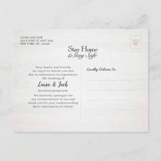 Änderung des Plans Hochzeit Aufschub Spitze Sonnen Ankündigungspostkarte (Rückseite)