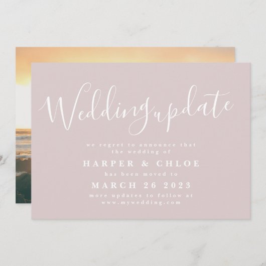 Änderung des Termins für die Verlegung einer Hochz Save The Date (Vorne/Hinten)