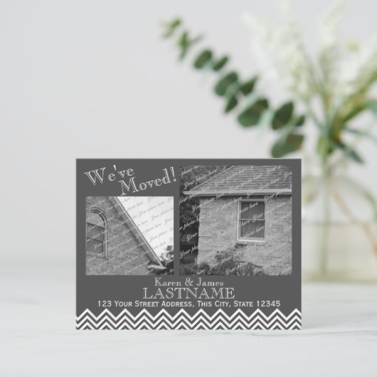 Änderung des Zickzack Adressmusters mit Foto Gray Ankündigungspostkarte (Stehend Vorderseite)