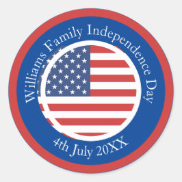Änderung Name Text USA Flag Unabhängigkeitstag 4. Runder Aufkleber