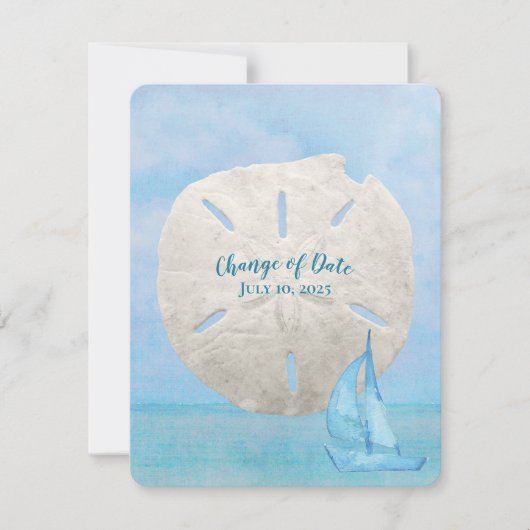 Änderung von Datum Sand Dollar und Segelboot Save The Date (Vorderseite)