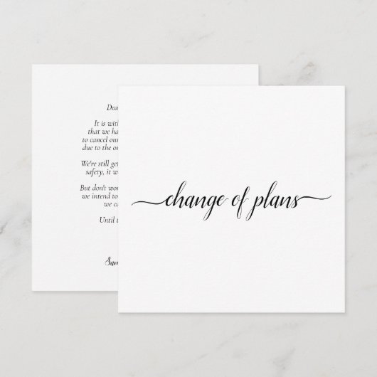 Änderung von Hochzeitplänen storniert oder umgepla Ankündigung (Vorne/Hinten)