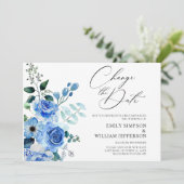 Änderung von Plänen aufgeschobene trostige blaue F Einladung (Stehend Vorderseite)