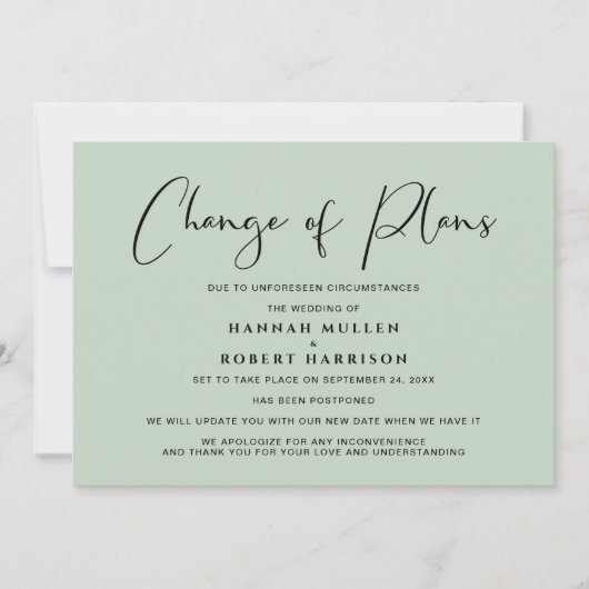 Änderung von Plänen Aufschieben Stornierung von St Ankündigung (Vorderseite)