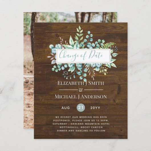 Änderung von Plänen Datum Grüne Eukalyptus Ereigni (Vorne/Hinten)