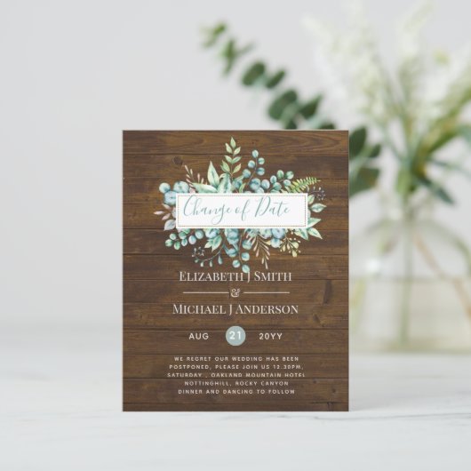 Änderung von Plänen Datum Grüne Eukalyptus Ereigni (Stehend Vorderseite)