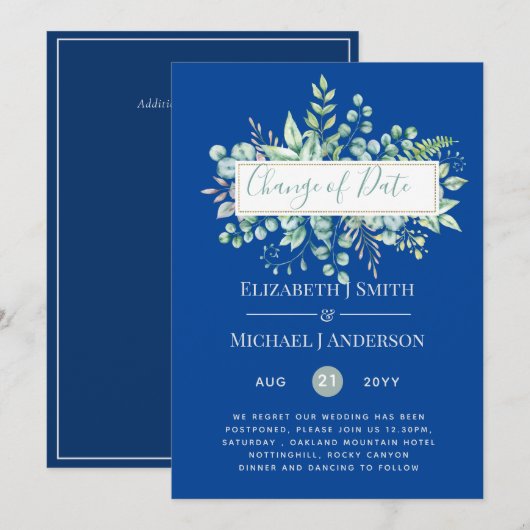 Änderung von Plänen Datum Grüne Eukalyptus Ereigni (Vorne/Hinten)