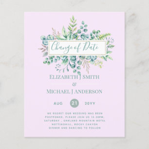 Änderung von Plänen Datum Grüne Eukalyptus Ereigni