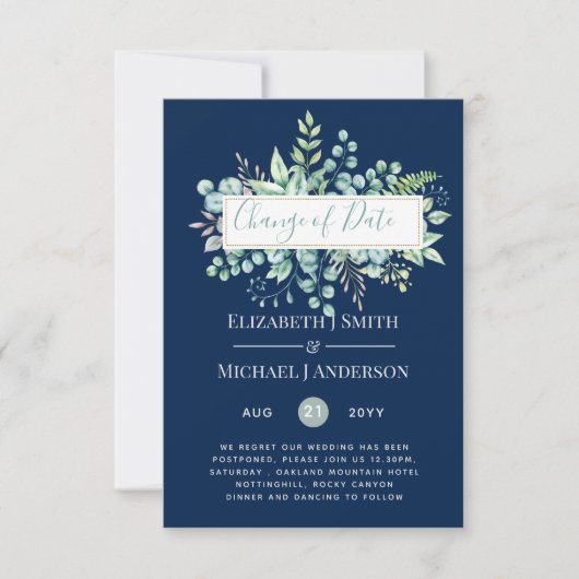 Änderung von Plänen Datum Grüne Eukalyptus Ereigni (Vorderseite)