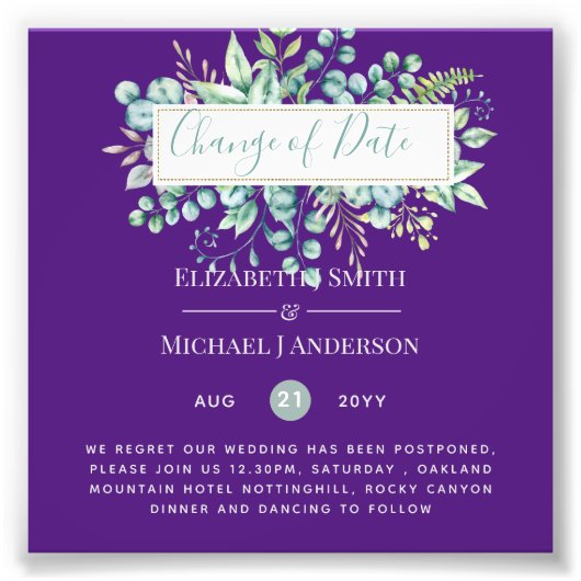 Änderung von Plänen Datum Grüne Eukalyptus Ereigni Fotodruck (Vorne)