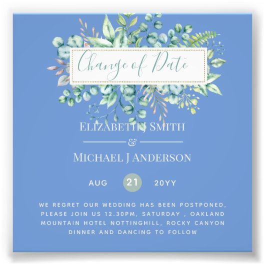 Änderung von Plänen Datum Grüne Eukalyptus Ereigni Fotodruck (Vorne)