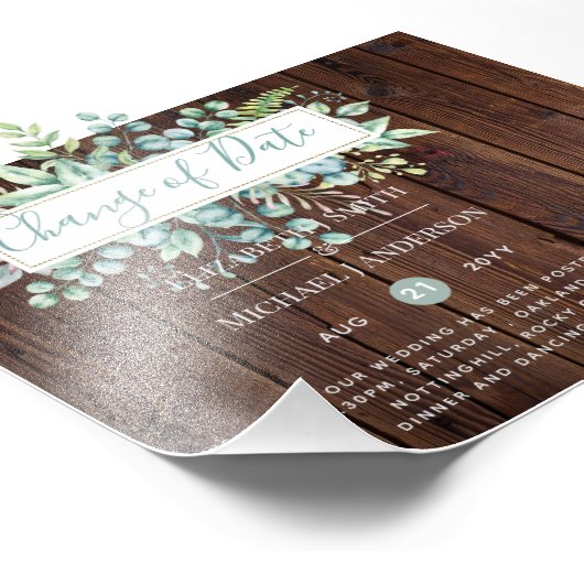 Änderung von Plänen Datum Grüne Eukalyptus Ereigni Fotodruck (Ecke)