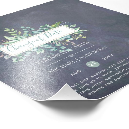 Änderung von Plänen Datum Grüne Eukalyptus Ereigni Fotodruck (Ecke)