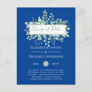 Änderung von Plänen Datum Grüne Eukalyptus Ereigni Postkarte