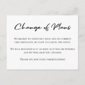 Änderung von Plänen einfache Aufschubankündigung Postkarte (Vorderseite)