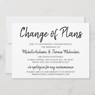 Änderung von Plänen Hochzeit einfache Schwarz-Weiß Save The Date